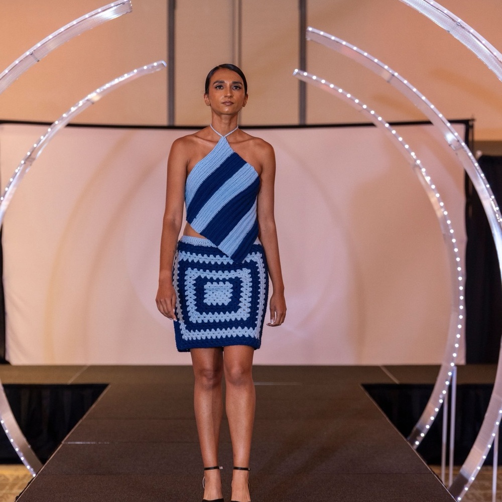 Blue Geometric Pattern Dress